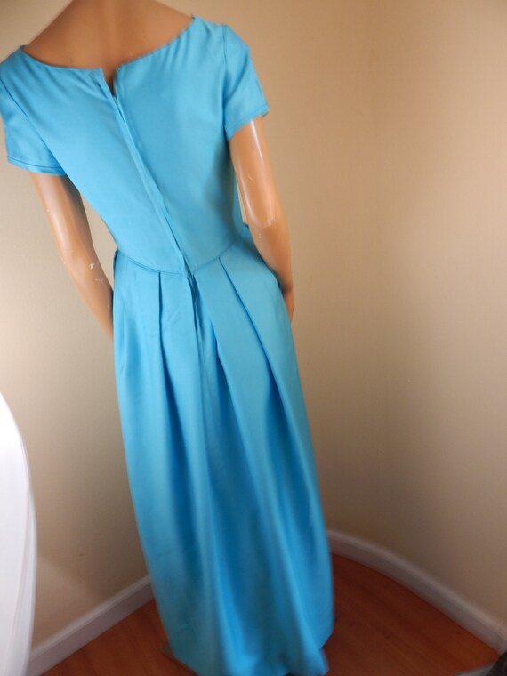 Vintage Emma Domb Gown, Blue prom gown with bows.… - image 8