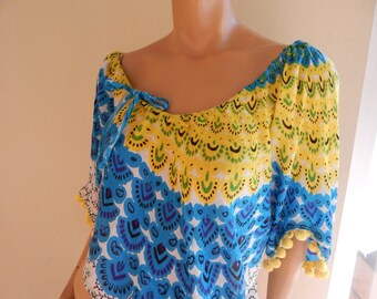 Womens poncho top, indian print cotton, festival top, many size.