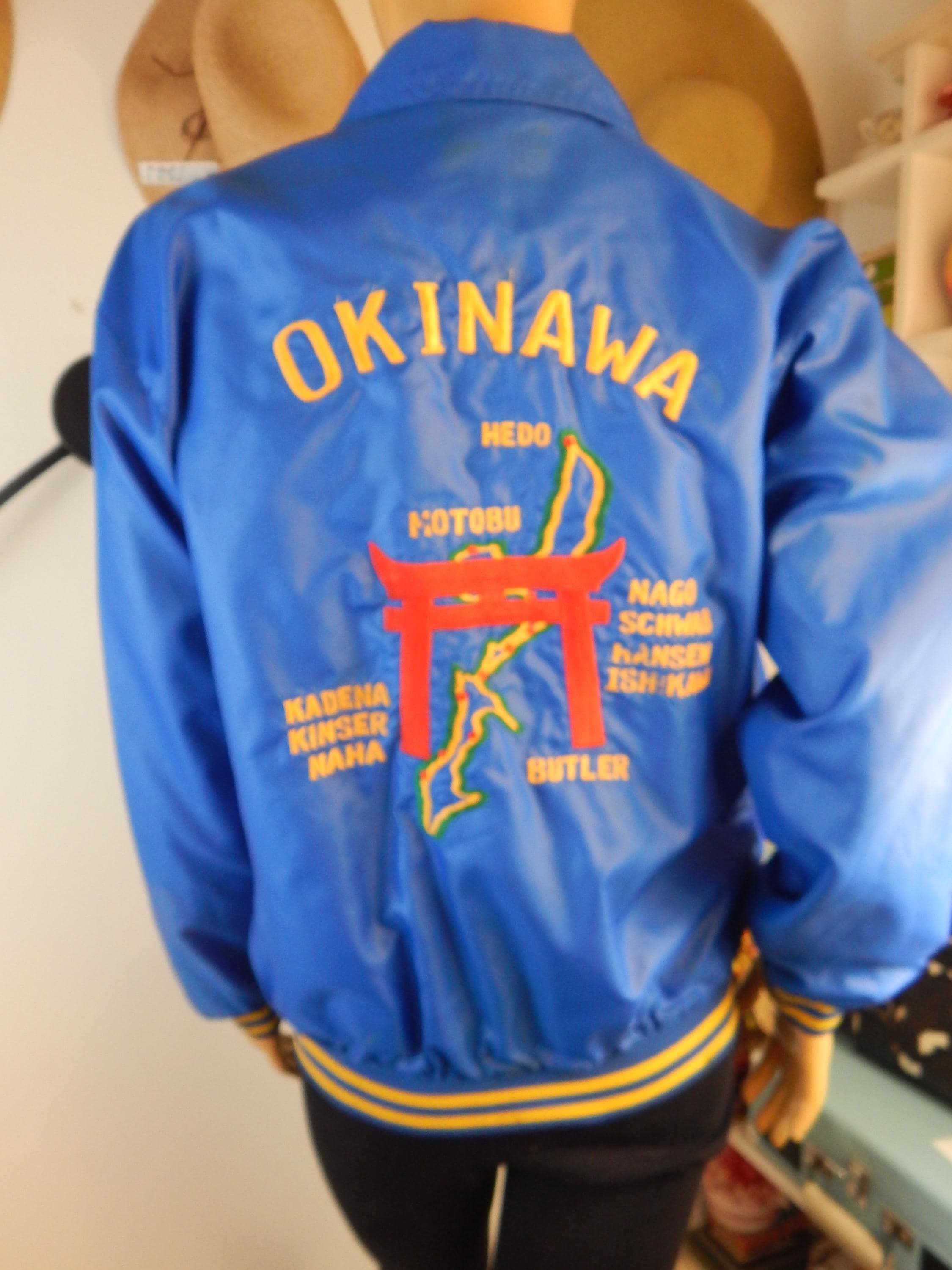 Japanese Satin Embroidered Jacket Okinawa Vintage Jacket, Chest 46