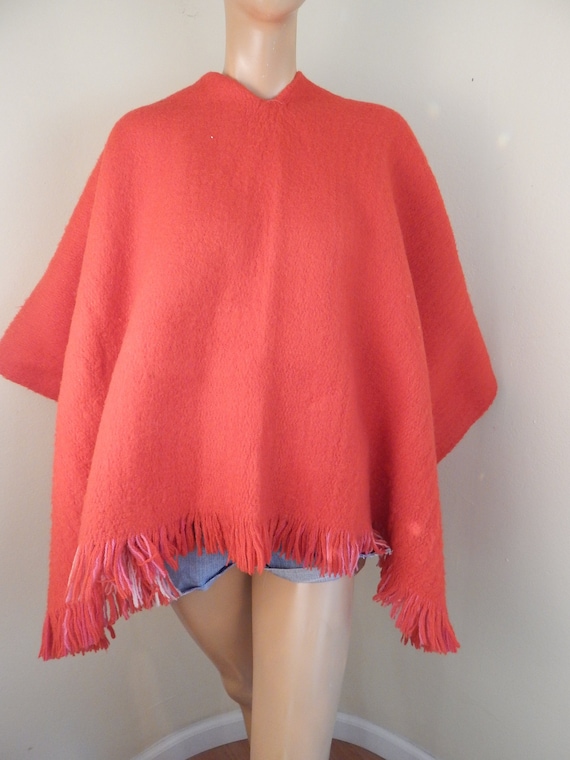 wool poncho south american, red Ombre wool poncho 