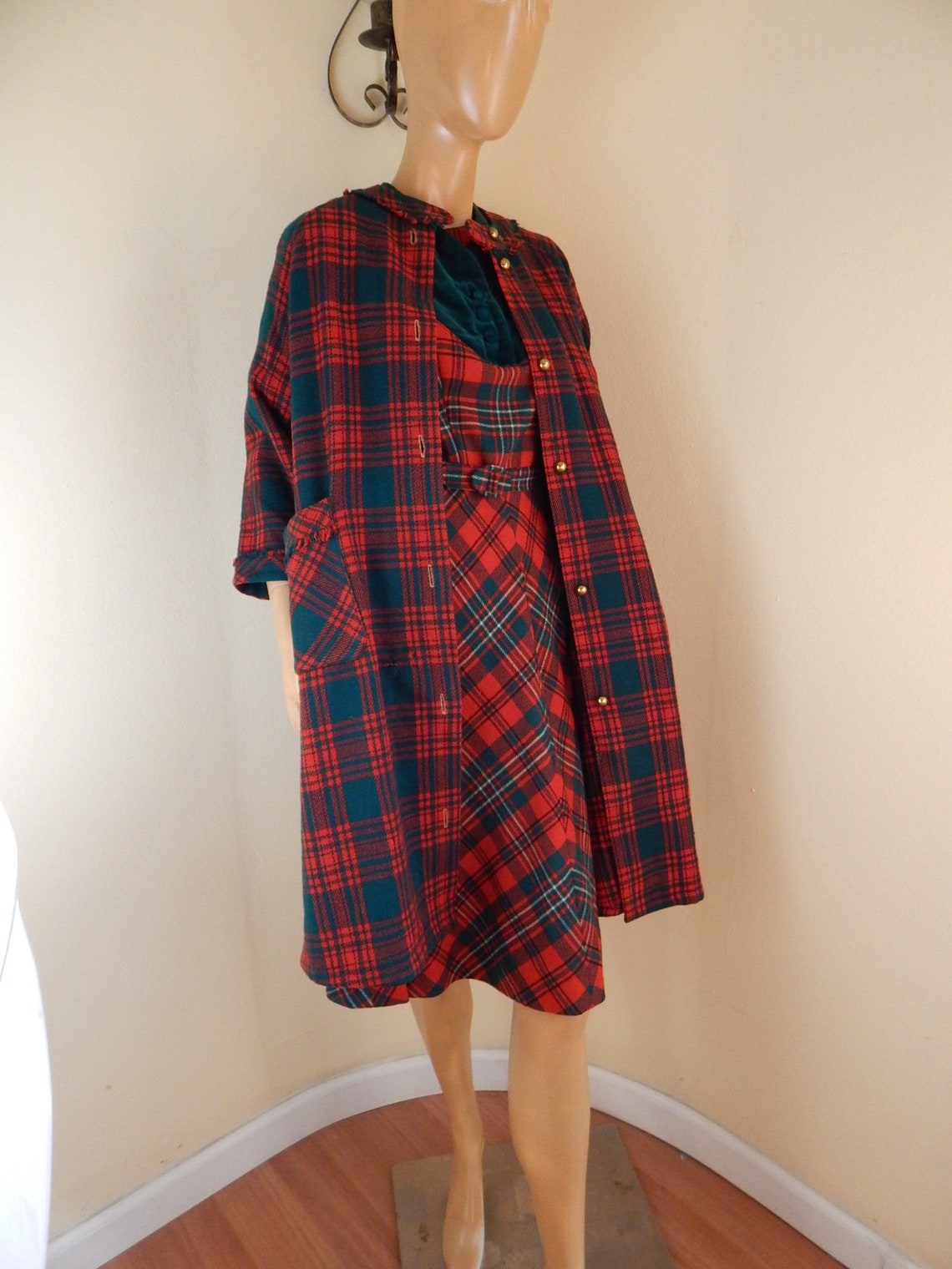 vintage plaid christmas dress