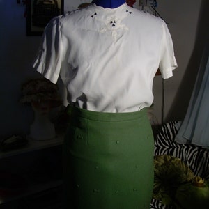 Vintage Wool Skirt, jade green, 1950s pin up skirt