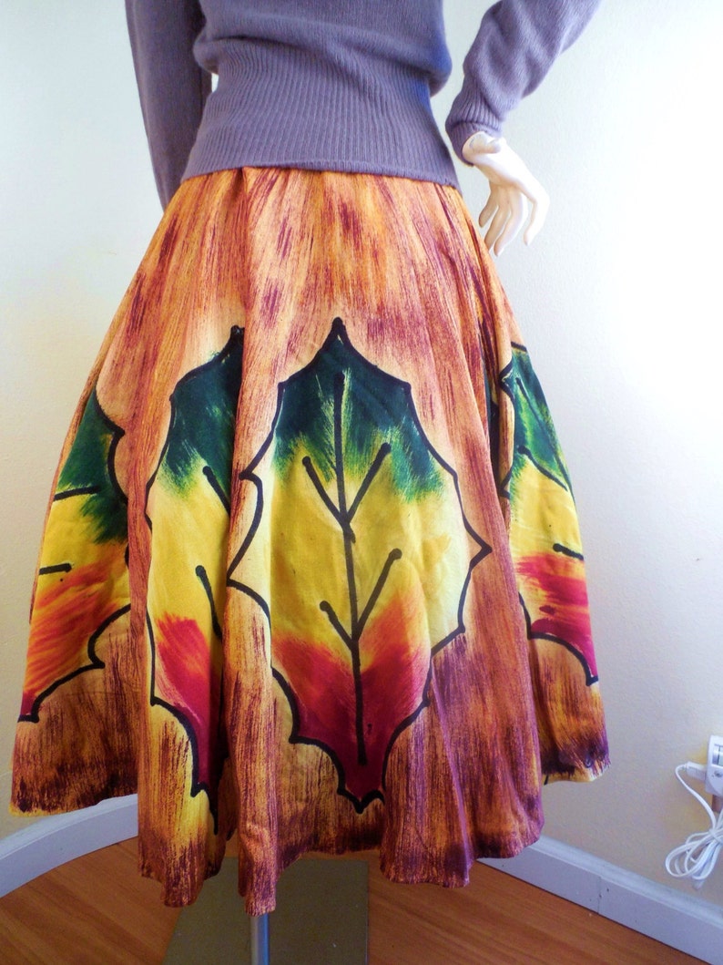 Vintage Mexican Wool Handpainted Skirt signed by artist Christmas circle skirt 50s womens circle skirt christmas