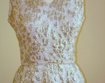 Vintage Brocade GOLD Gown, vintage  SILVER Gown or Mini Dress