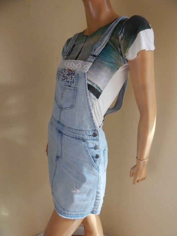 Moto Topshop dark blue denim dungarees. Overalls.... - Depop