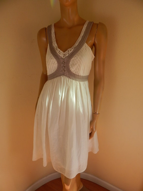 Floreat white cotton dress, silk and cotton, Flore