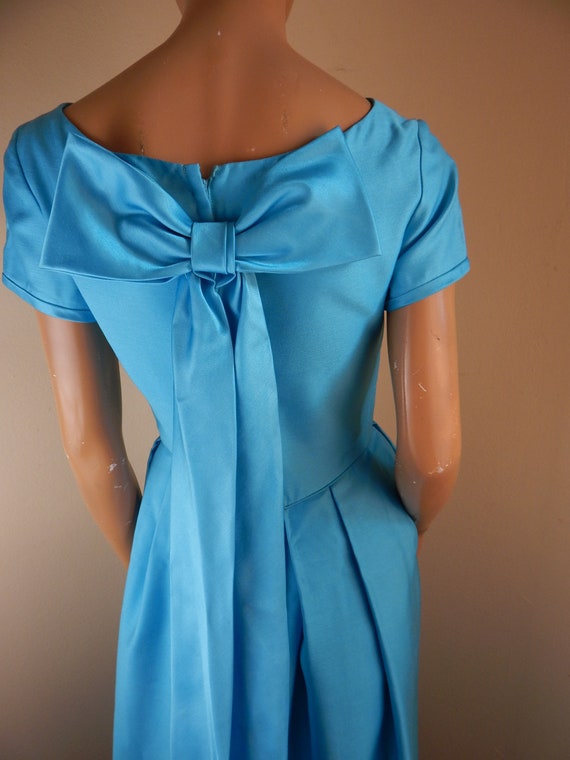 Vintage Emma Domb Gown, Blue prom gown with bows.… - image 2
