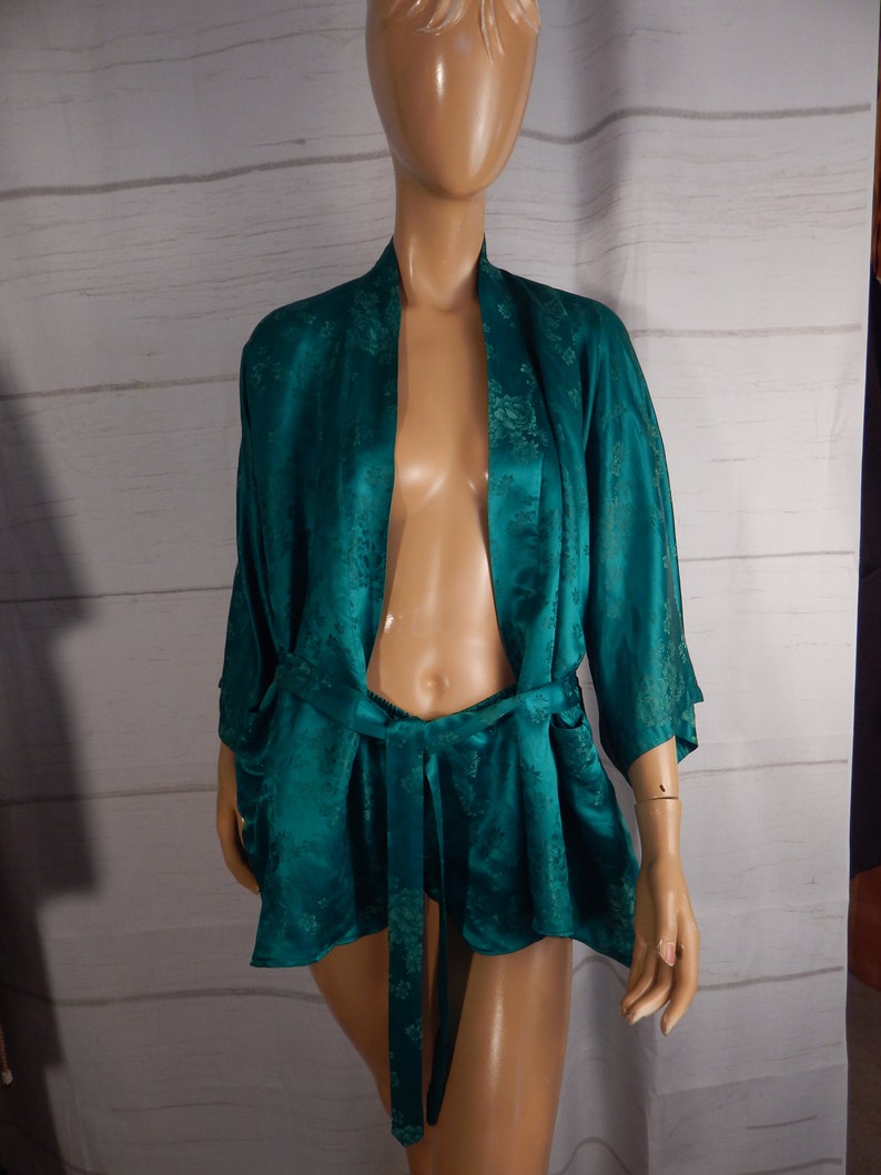 womens silk lingerie green silk kimono silk kimono and shorts vintage silk kimono