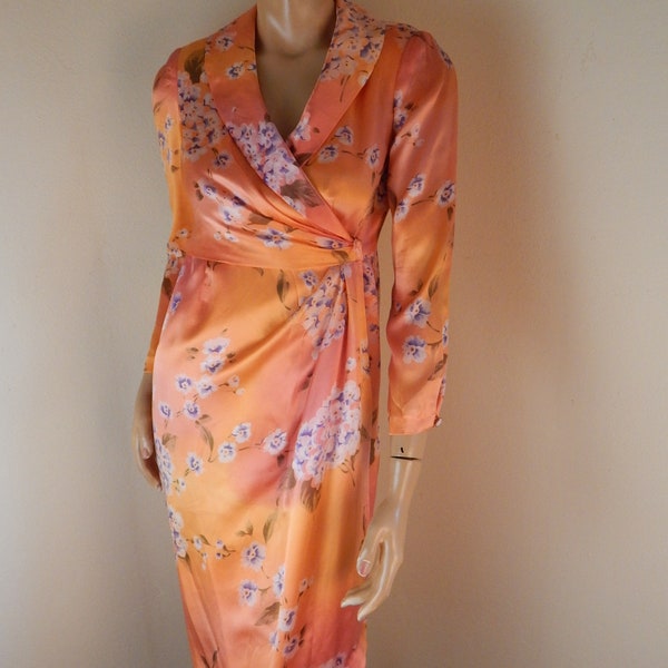 Long Wrap Dress Gold Foil Pink Orange main image 1