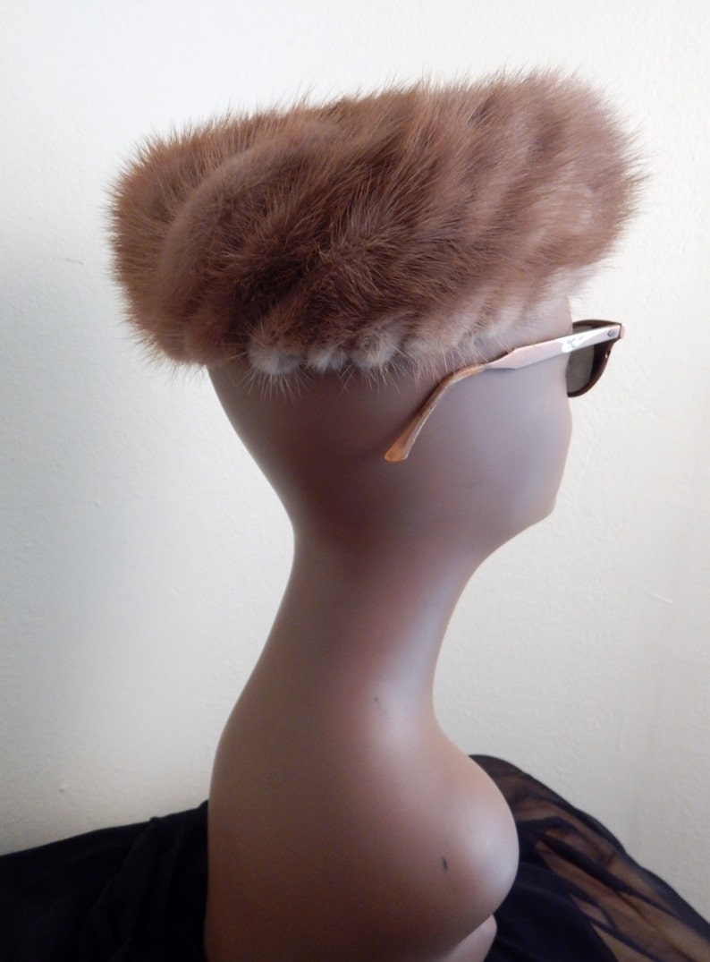 1950s hat, Mink Hat ,Patrice Brand, elegant mink, vintage mink hat image 5