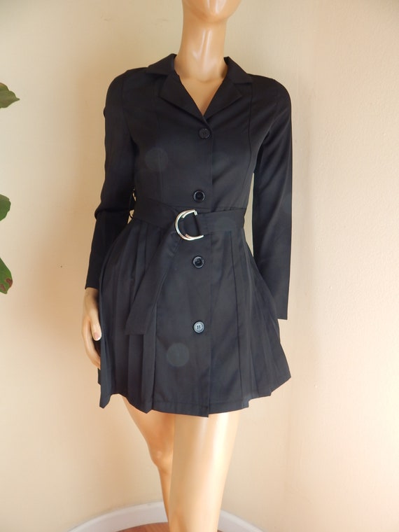 Black peplum jacket,  Medium. Rayon, includes belt - image 1