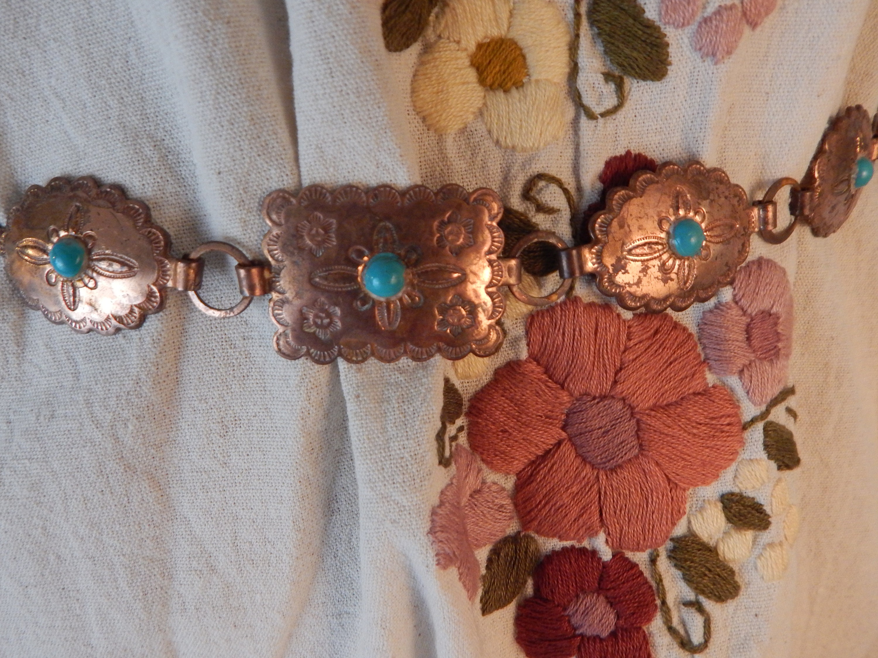 Vintage Copper Concho Belt, Southwestern Vintage Belt, 27 