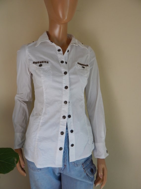 guess womens blouse, white blouse, womens blouse … - image 1