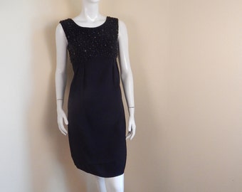 Beaded Black Dress ,Small, lbd, Hong kong, Vintage, party dress, cocktail