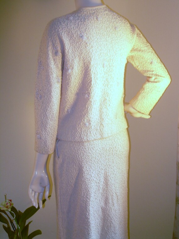 Vintage Beaded Virgin Wool Suit, 1960s Elanit Pin… - image 4