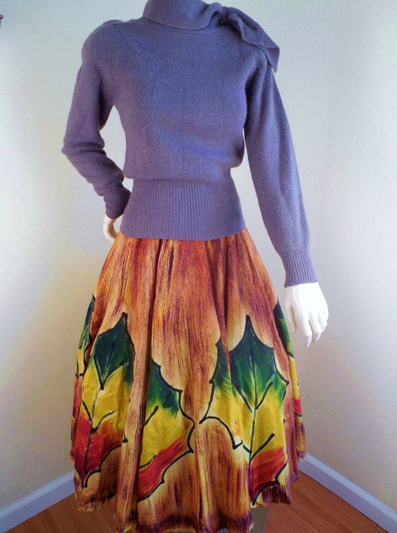 Vintage Mexican Wool Handpainted Skirt signed by a