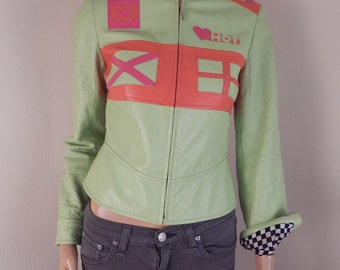 Vintage Escada Jacket, escada designer jacket, escada leather jacket. , 1990s, sm, y2k
