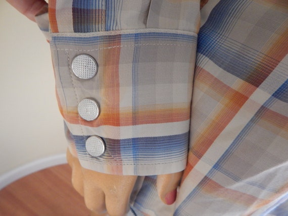 mens pearl snap shirt, plaid shirt, western shirt - image 3