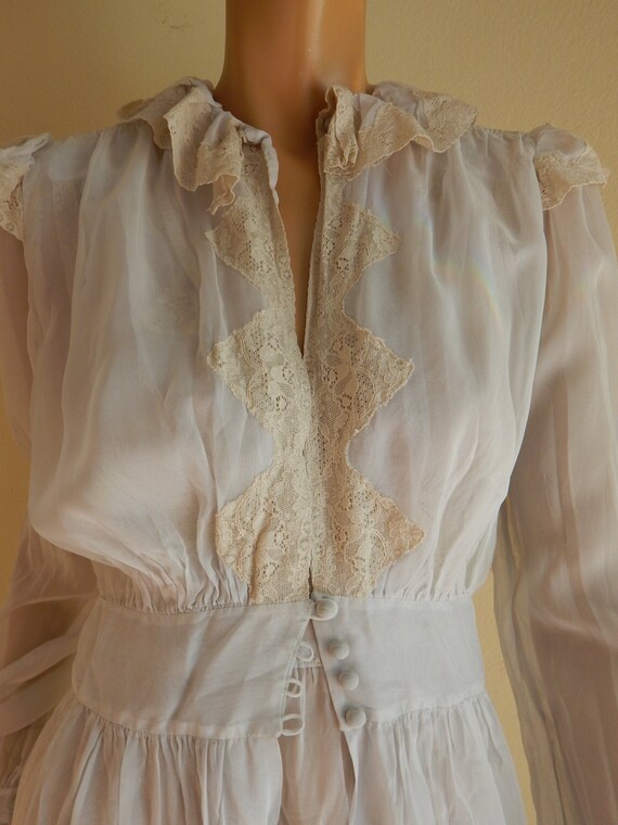 vintage 1940s nightgown and robe set, embroidered