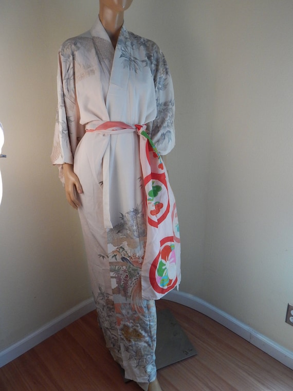 Vintage japanese kimono robe, asian robe, wall art