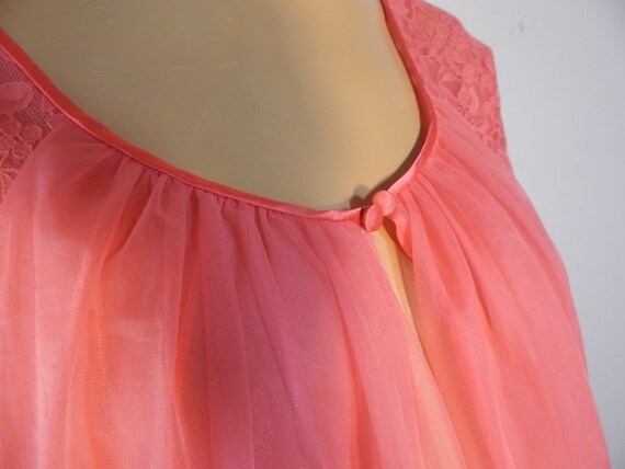 vintage pink sheer nightgown, bust 42 - image 3