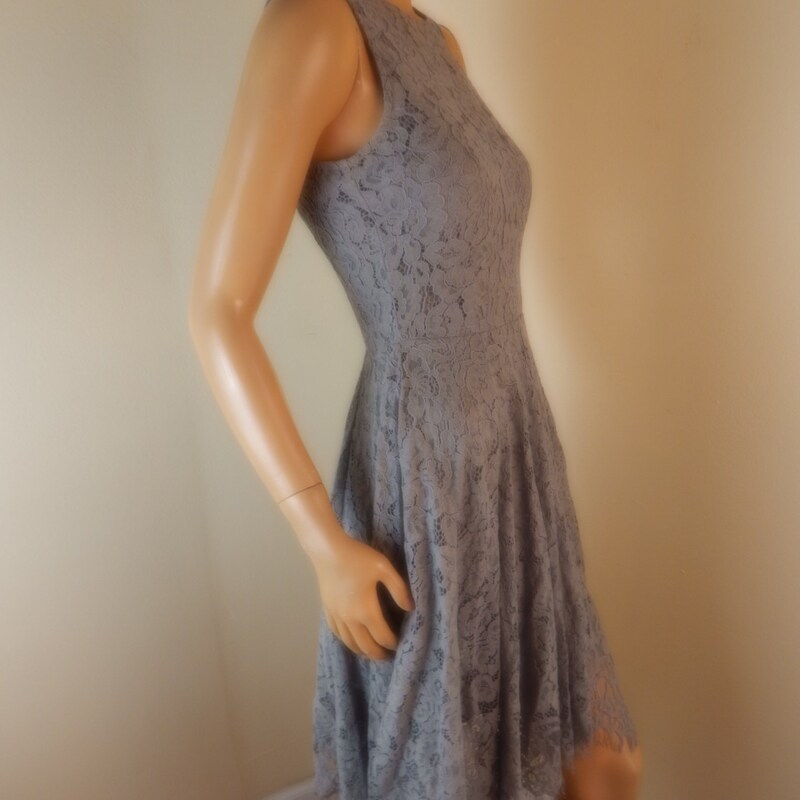 Handkerchief Hem Round Neck Denim Midi Dress main image 1