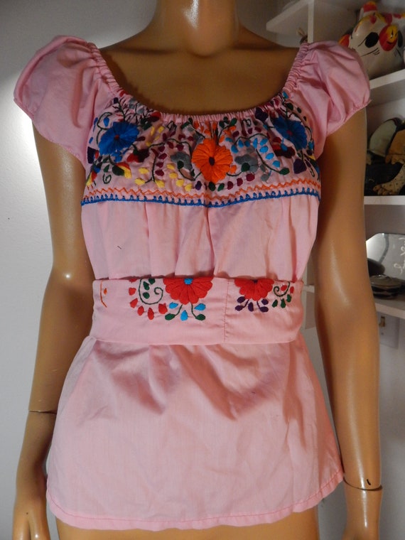 Mexican blouse off the shoulder, altered by hand, 