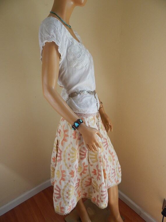 Hand embroidered hippie skirt, made in India, lin… - image 9