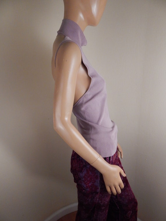 Tom ford Gucci silk top, lavender knit backless t… - image 6