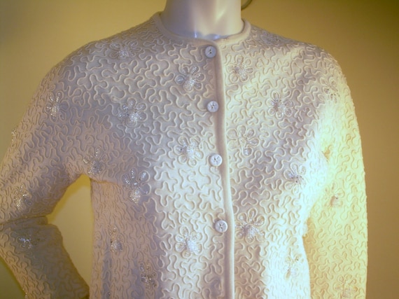 Vintage Beaded Virgin Wool Suit, 1960s Elanit Pin… - image 3