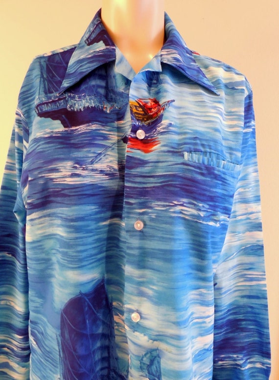 Vintage Mens aloha Shirt, hawaiian shirt, long sle