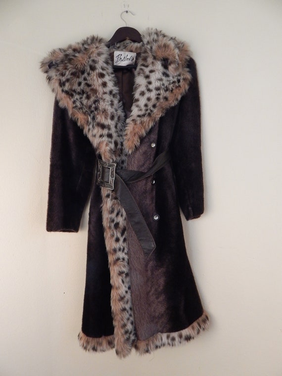 Faux leopard fur coat, bullocks, hippie fur coat,