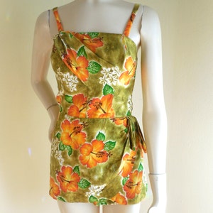 Vintage 1950 50s Swimsuit, Romper, ONE PIECE, Pin up  Hawaiian, playsuit, Hawaii