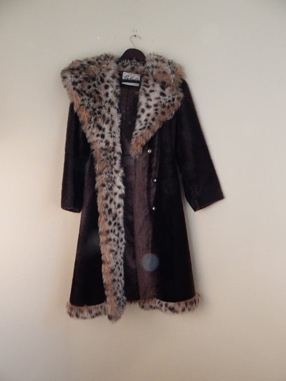 Faux leopard fur coat, bullocks, hippie fur coat,