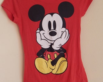 vintage mickey mouse t shirt, red, womens s/ch, vintage