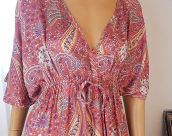 Johnny Was Long Dress Printed rayon india . all sizes pink print