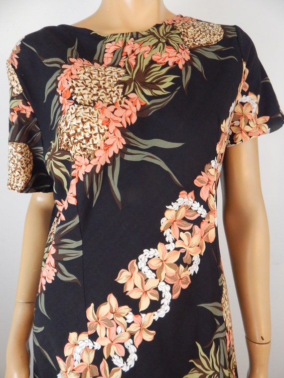 Hawaiian dress by Hilo Hattie, large, black, all … - image 3