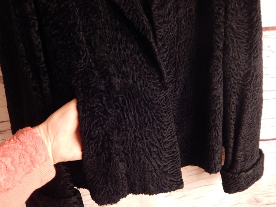 vintage black faux fur coat. blond mink collar, p… - image 5