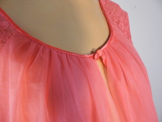 vintage pink sheer nightgown, bust 42 - image 10