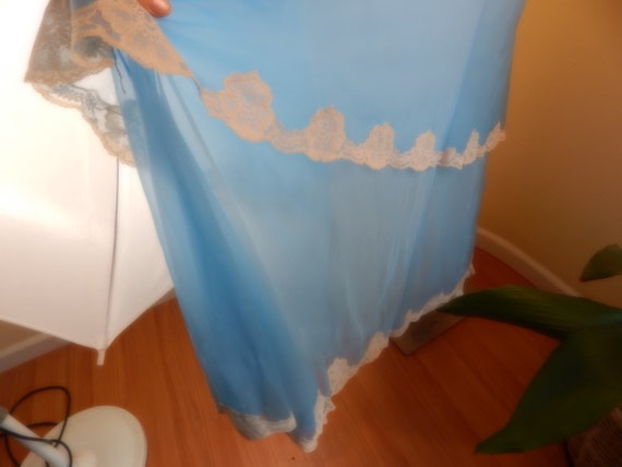 Vintage light blue nightgown, layered chiffon nig… - image 9