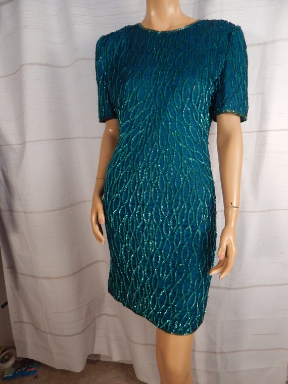 sequin dress, laurence Kazar NY, christmas dress, 