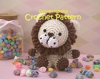 amigurumi crochet lion pattern, kawaii animal stuffed plush toy tutorial, instant download