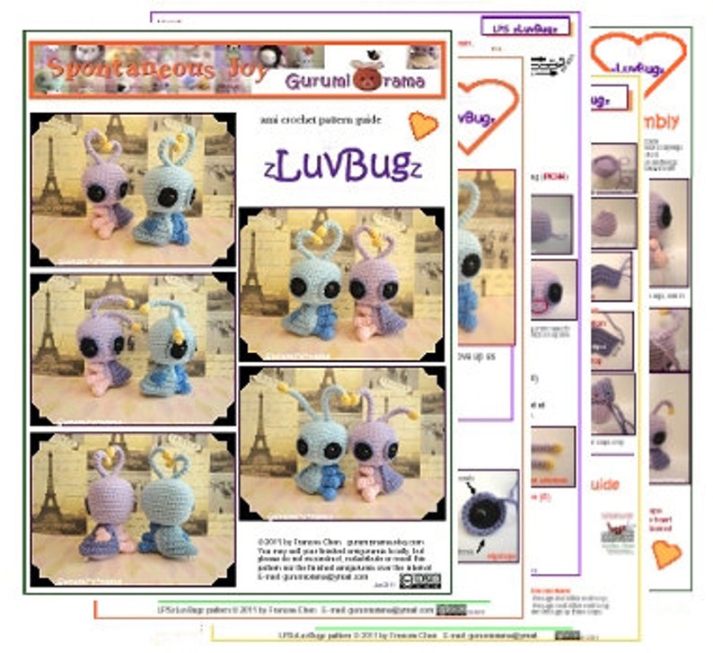 love bug crochet pattern, kawaii amigurumi love bug, plush toy bug tutorial pattern, instant download image 2