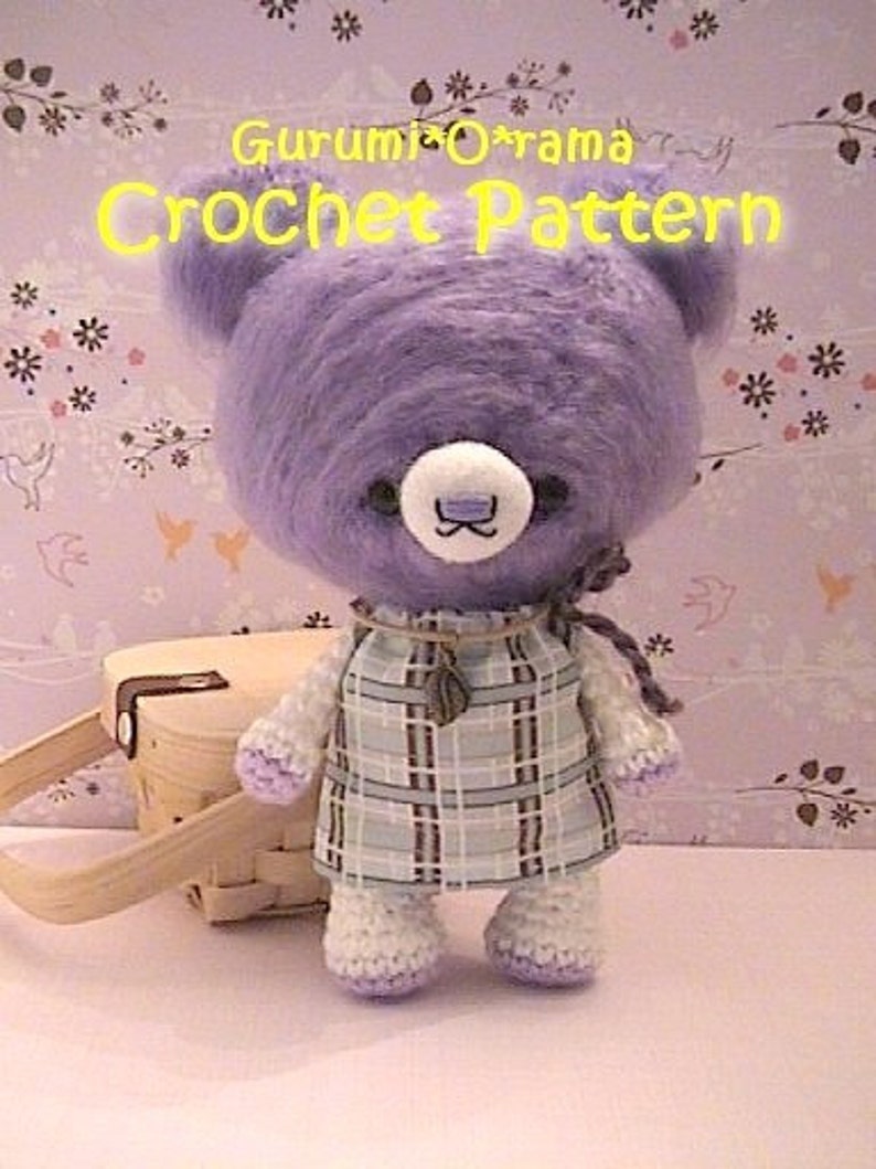 fuzzy bear crochet pattern, kawaii amigurumi bear stuffed toy plush tutorial, PDF guide instant download image 1