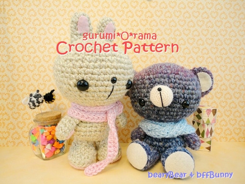 modèle de crochet de lapin d'ours, modèle d'amigurumi, amigurumi de crochet, tutoriel de jouet en peluche de lapin d'ours en peluche, téléchargement immédiat image 1