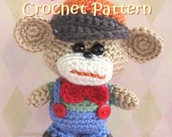 kawaii amigurumi crochet monkey pattern, toy plush stuffed monkey tutorial, instant download