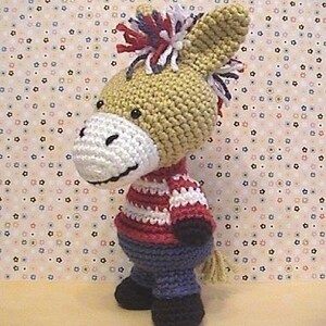 crochet donkey pattern, amigurumi animal plush stuffed toy tutorial, instant download image 2