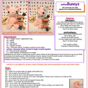 amigurumi bunny crochet pattern, stuffed plush kawaii zakka bunny rabbits free diy pattern, please see description for detail image 2