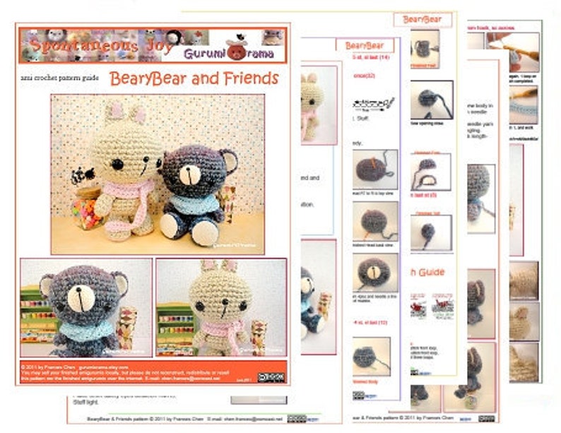 modèle de crochet de lapin d'ours, modèle d'amigurumi, amigurumi de crochet, tutoriel de jouet en peluche de lapin d'ours en peluche, téléchargement immédiat image 2