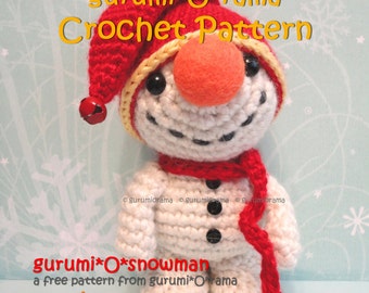 amigurumi Snowman crochet pattern, stuffed plush snowman Christmas free diy pattern, please see description for detail